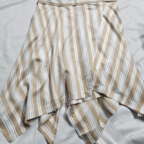 NWT 16W Anthropologie Maeve Asymmetrical Wrap Shirt Dress Neutral Striped Collar - Picture 5 of 10